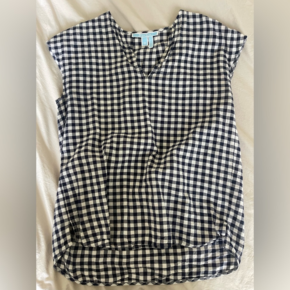 Draper James Black and White Gingham Top